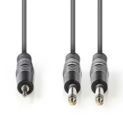 Kjell Kabler For Lyd|Kabler For Nettverk|Adapterkabel 2x 6,3 mm til 3,5 mm - Stereo 1,5 m