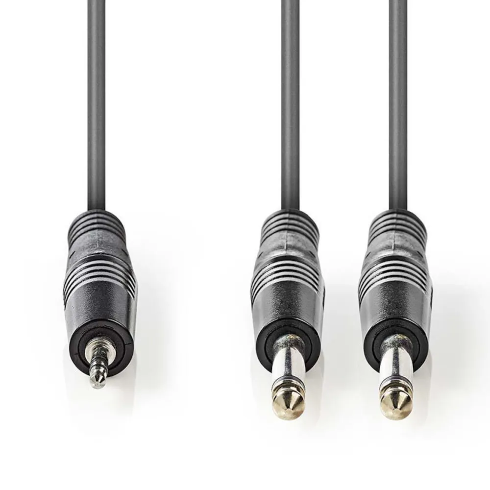 Kjell Kabler For Lyd|Kabler For Nettverk|Adapterkabel 2x 6,3 mm til 3,5 mm - Stereo 1,5 m