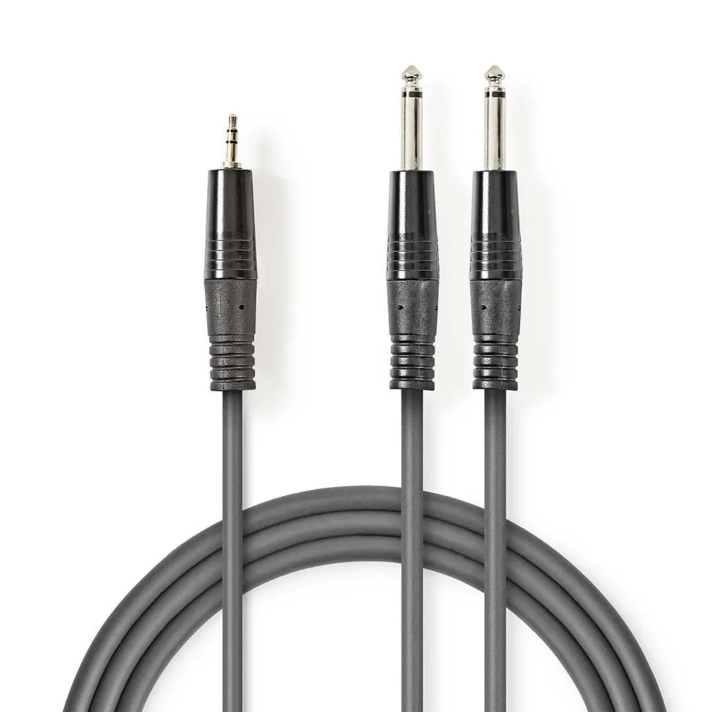 Kjell Kabler For Lyd|Kabler For Nettverk|Adapterkabel 2x 6,3 mm til 3,5 mm - Stereo 1,5 m