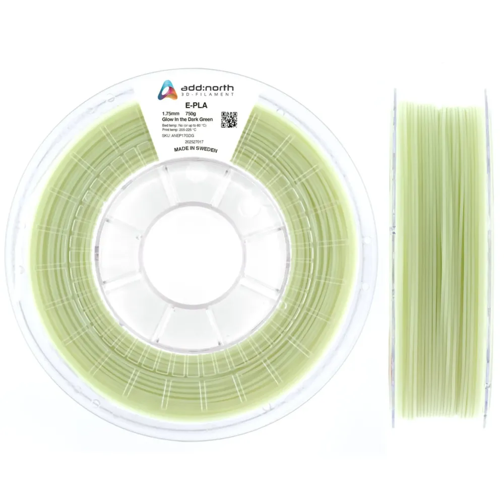 Addnorth 3D-Skriver|E-PLA-filament for 3D-skriver 1,75 mm Dark Green selvlysende