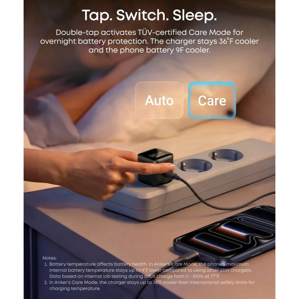 Anker Mobiltelefonladere|Nano Charger 45 W USB-C-lader med smart display