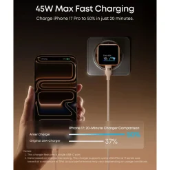 Anker Mobiltelefonladere|Nano Charger 45 W USB-C-lader med smart display
