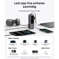 Anker Powerbank|Powerbank 165 W 25000 mAh med kabler