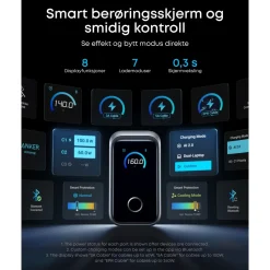 Anker Mobiltelefonladere|Prime Charger 160 W – USB-C-lader med 3 porter og display