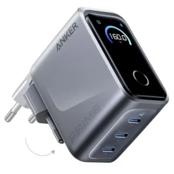 Anker Mobiltelefonladere|Prime Charger 160 W – USB-C-lader med 3 porter og display