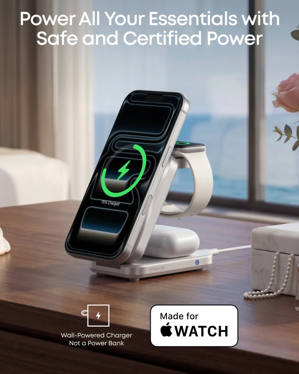 Anker Hjemmekontor|Mobiltelefonladere|Prime Foldable trådløs ladestasjon 3-i-1 MagGo