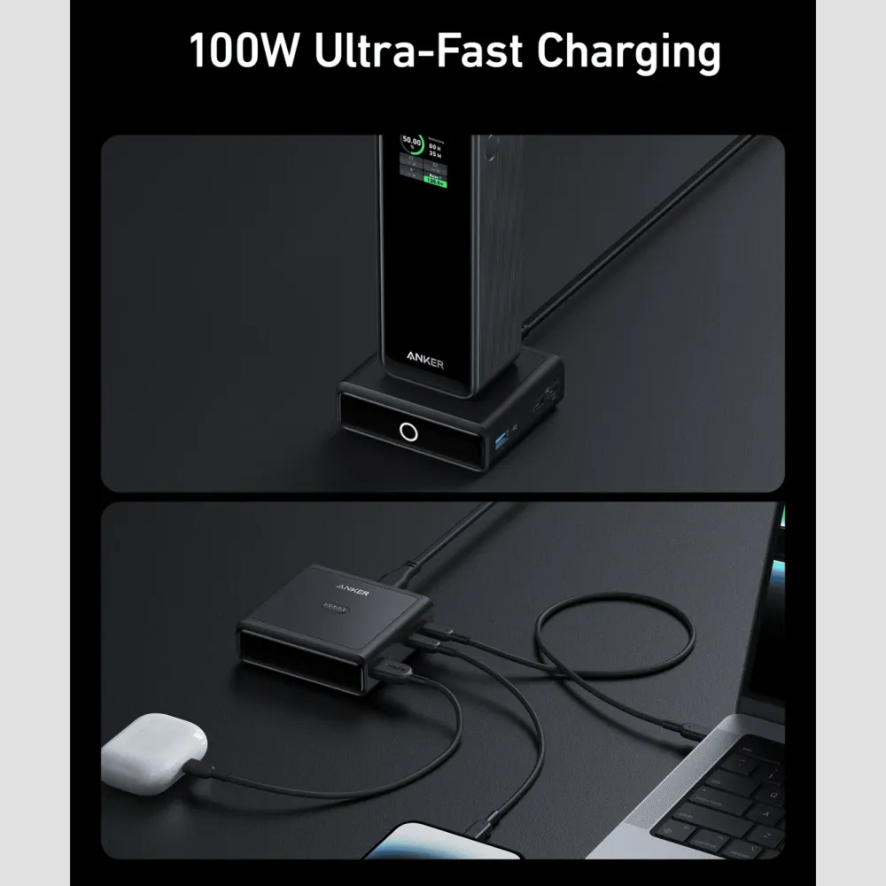 Anker Hjemmekontor|Mobiltelefonladere|100W Ladestasjon for Prime Powerbank