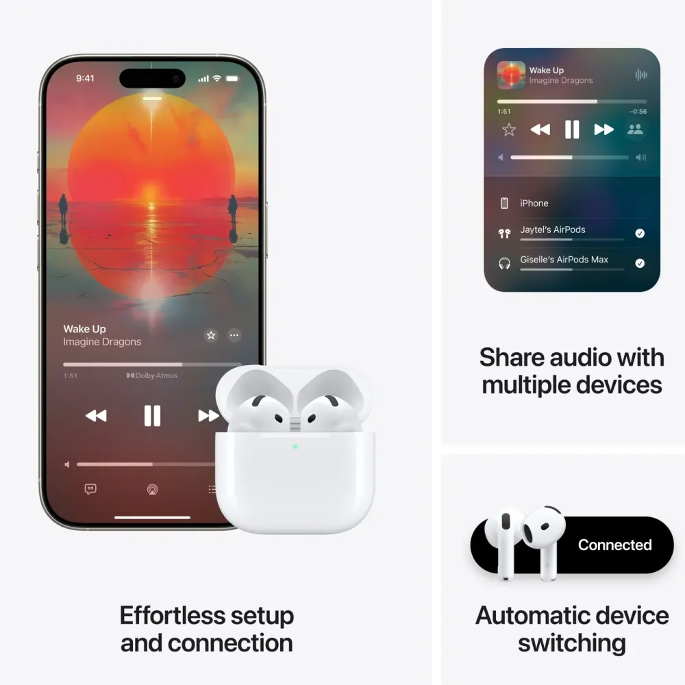 Apple Iphone-Tilbehør|Hodetelefoner Og Hodesett|AirPods 4 med aktiv støydemping
