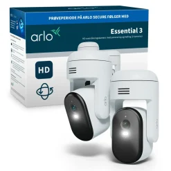 Arlo Kameraovervåking|Essential 3 HD PTZ – Nettdrevet overvåkingskamera 2-pk.
