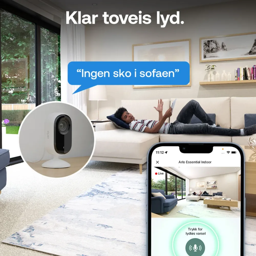 Arlo Kameraovervåking|Essential 3 HD PTZ – Overvåkingskamera innendørs 2-pk.