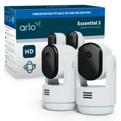 Arlo Kameraovervåking|Essential 3 HD PTZ – Overvåkingskamera innendørs 2-pk.