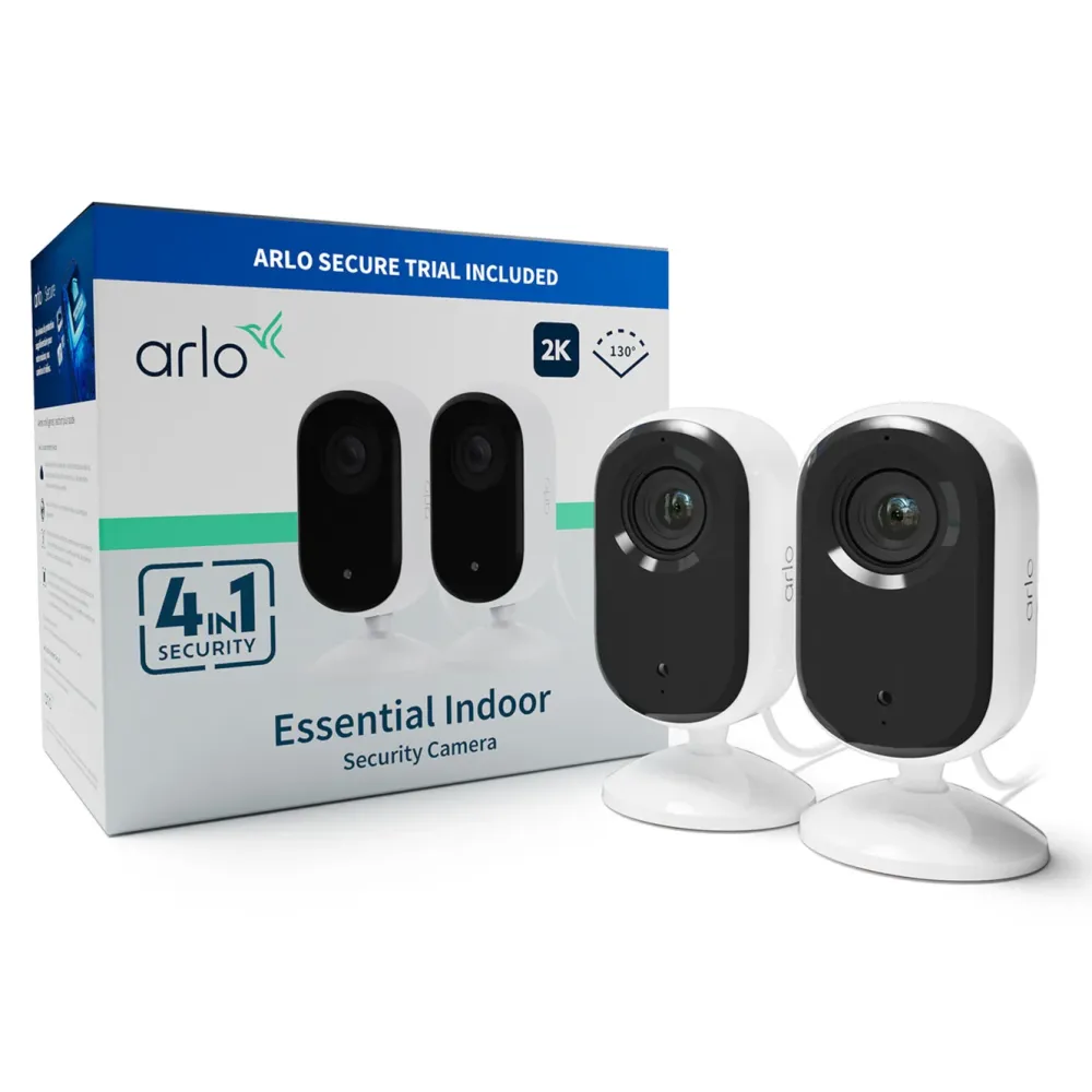 Arlo Kameraovervåking|Essential 2K Innendørskamera 2-pk.