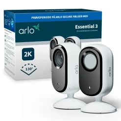 Arlo Kameraovervåking|Essential 3 2K – Overvåkingskamera innendørs 2-pk.