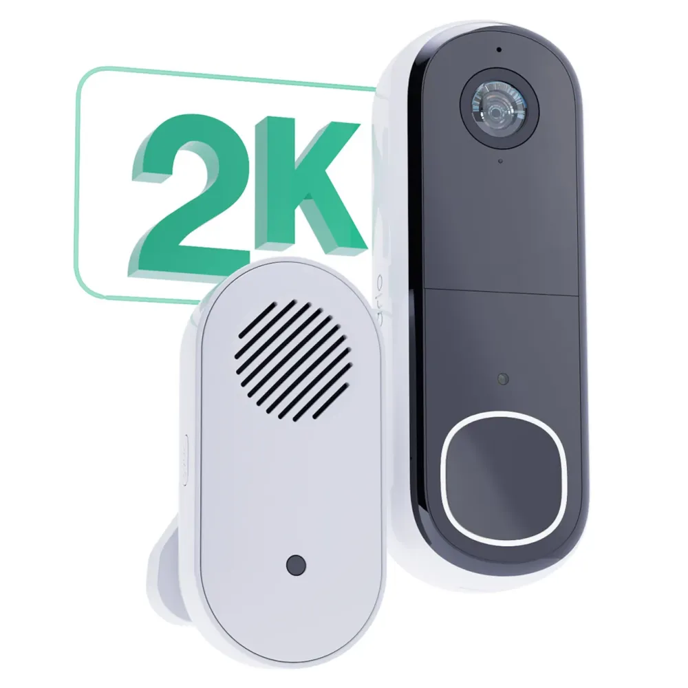 Arlo Smart Dørklokke|Smart Dørklokke|Essential 2K Trådløs videodørklokke med Chime 2
