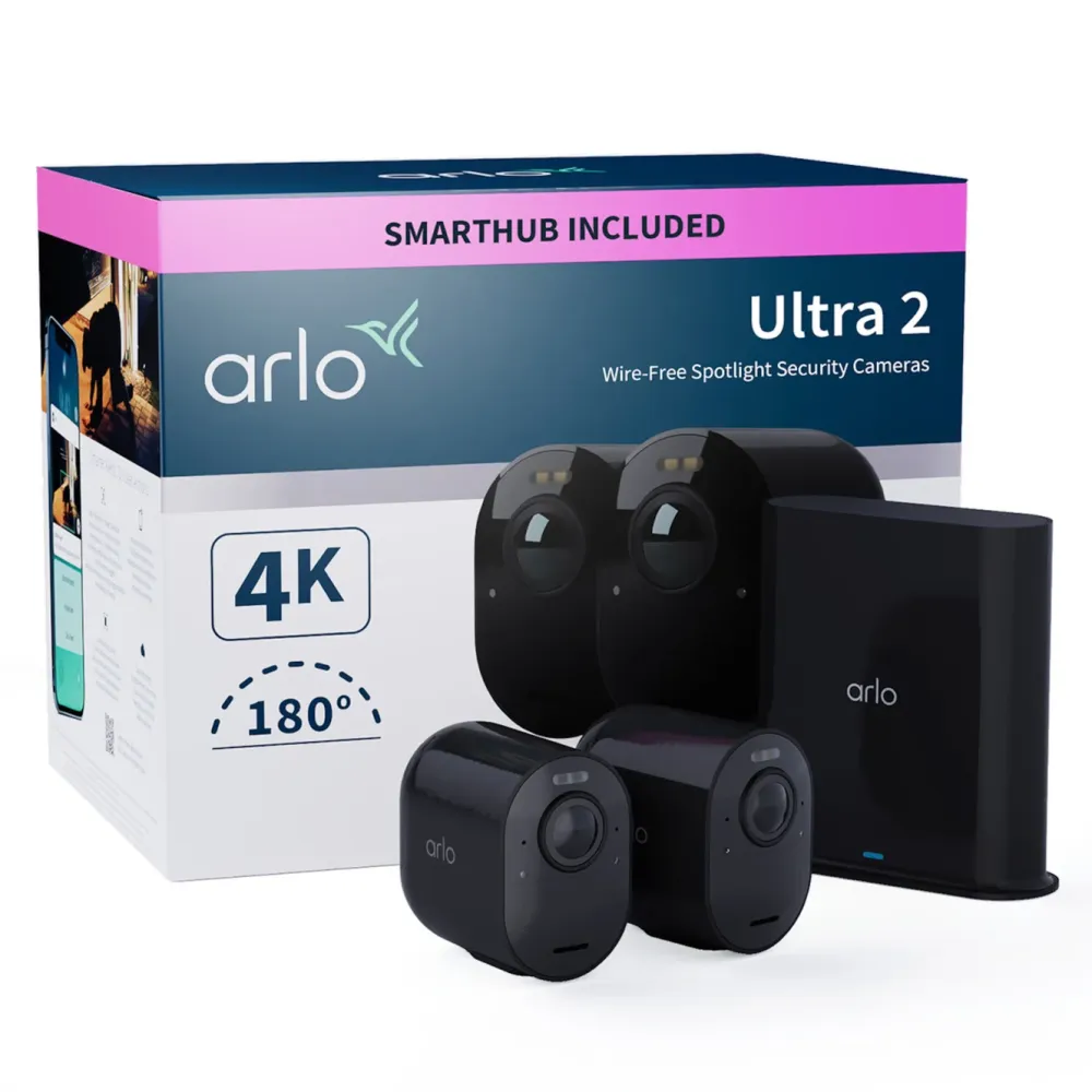 Arlo Kameraovervåking|Ultra 2 Spotlight – Trådløst overvåkingskamera 2-pk.
