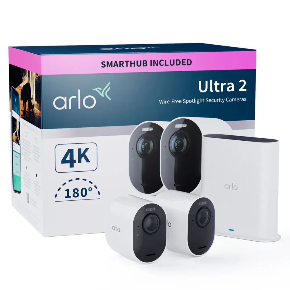 Arlo Kameraovervåking|Ultra 2 Spotlight – Trådløst overvåkingskamera 2-pk.