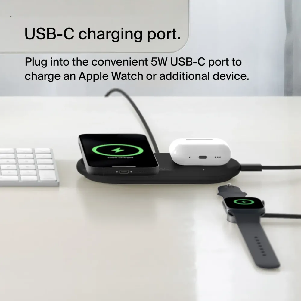 Belkin Iphone-Tilbehør|Hjemmekontor|BoostCharge Pro 2-i-1 med Qi2 15 W Svart