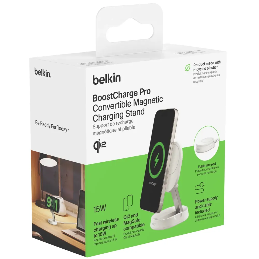 Belkin Iphone-Tilbehør|Hjemmekontor|BoostCharge Pro Ladestativ med Qi2 15 W