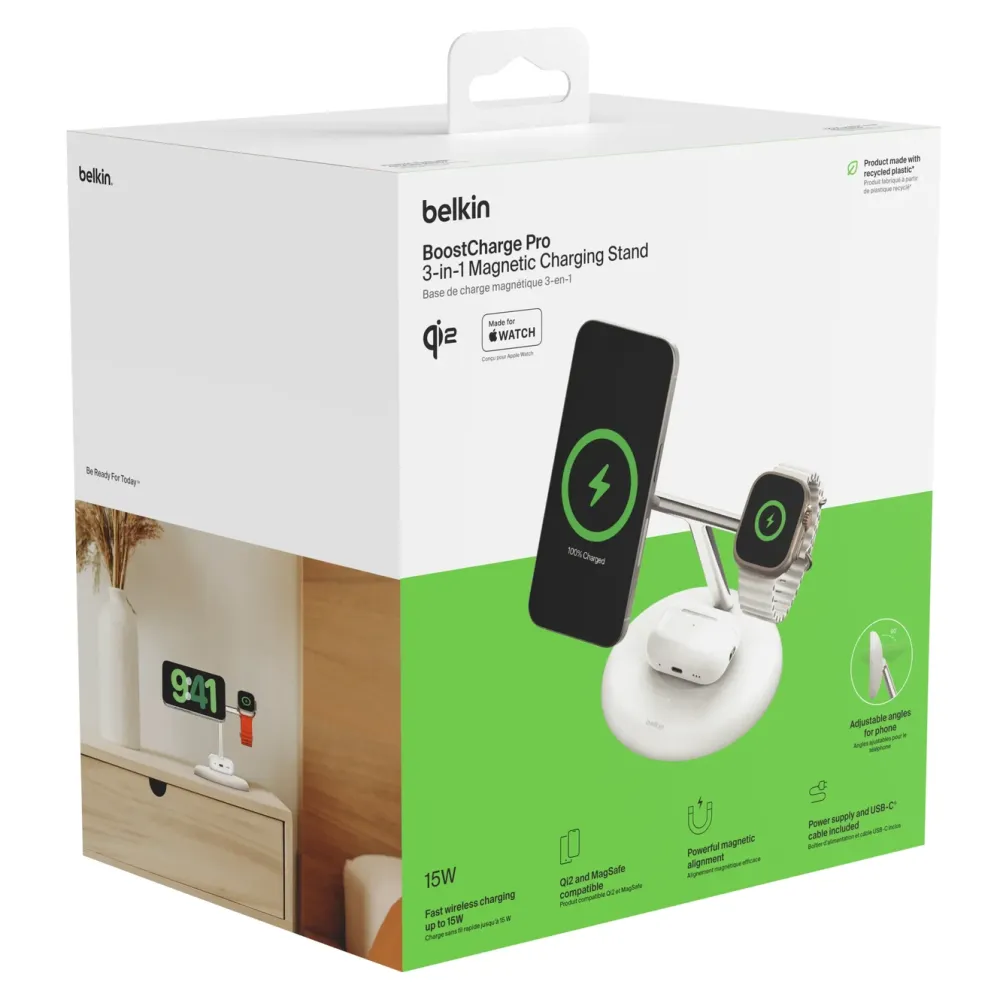 Belkin Iphone-Tilbehør|Hjemmekontor|3-i-1 Qi2 og Magsafe