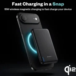 BMX Powerbank|Ultratynt magnetisk Qi2-powerbank 5000 mAh, semi-solid-state i titan