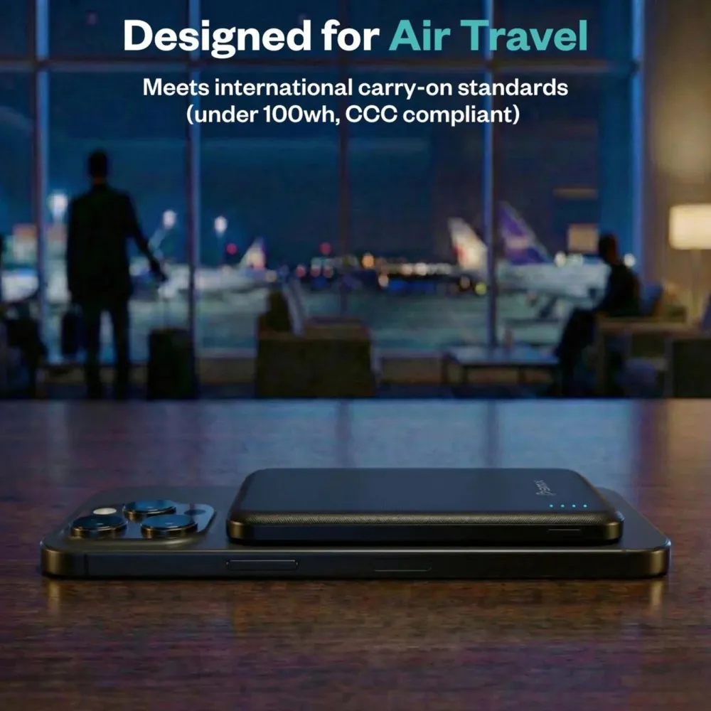 BMX Powerbank|Ultratynt magnetisk Qi2-powerbank 5000 mAh, semi-solid-state i titan