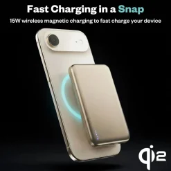 BMX Powerbank|Ultratynt magnetisk Qi2-powerbank 5000 mAh, semi-solid-state i titan
