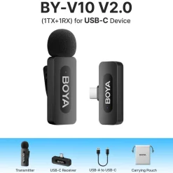 Boya Rengjøring|Foto Og Video|BY-V10 Trådløs Mikrofon USB-C