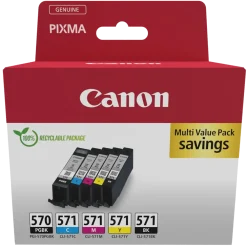 Canon Skrivere Og Tilbehør|CLI-571 og CLI-570 Blekkpatron 5-pakk