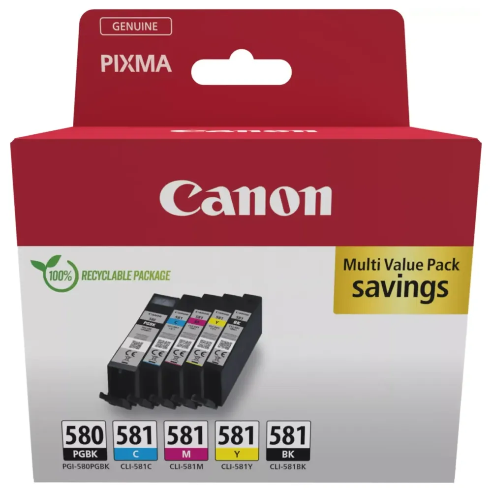 Canon Skrivere Og Tilbehør|PGI-580 og CLI-581 Blekkpatron 5-pk.
