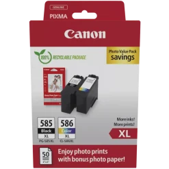 Canon Skrivere Og Tilbehør|PG-585XL/CL-586XL blekkpatroner med fotopapir