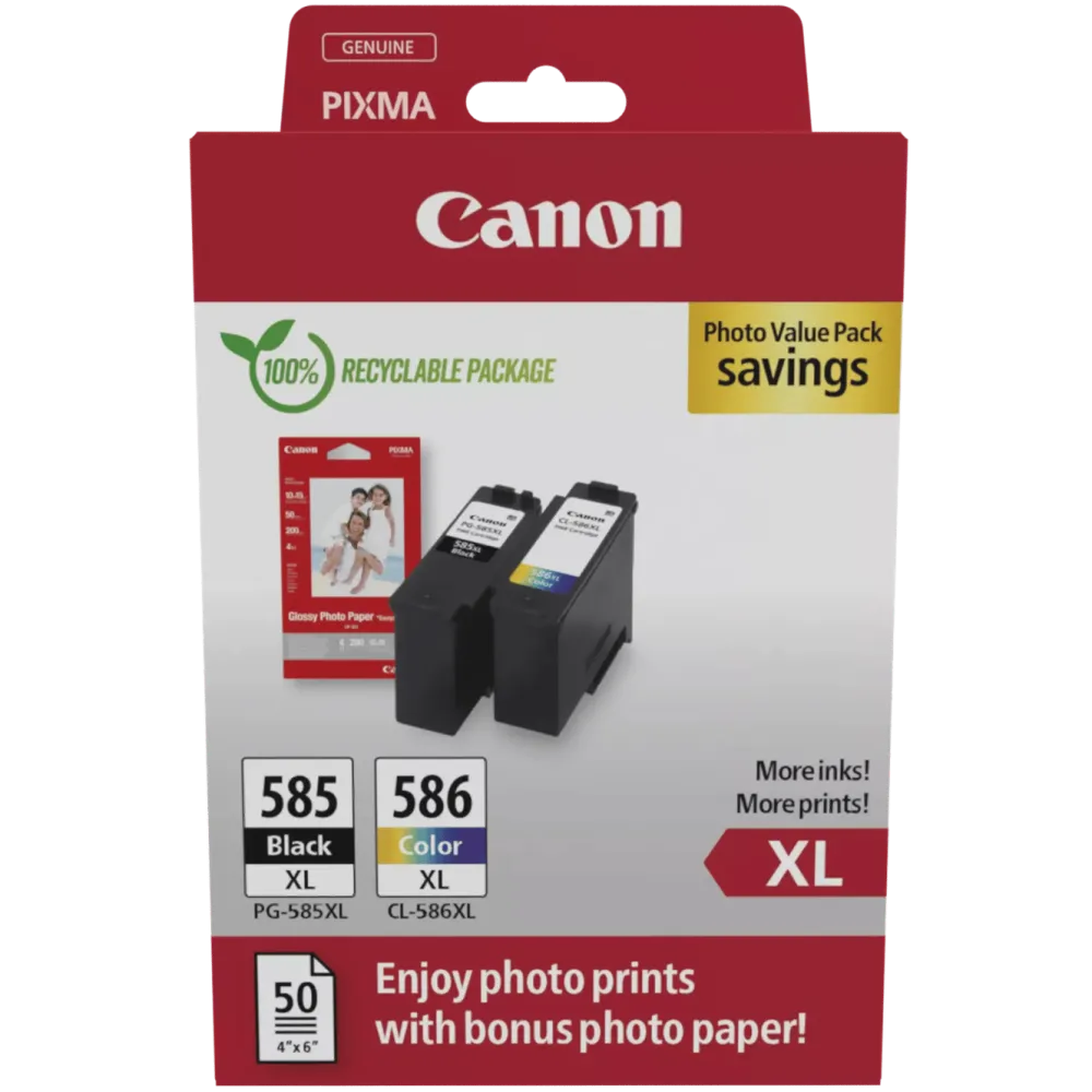 Canon Skrivere Og Tilbehør|PG-585XL/CL-586XL blekkpatroner med fotopapir