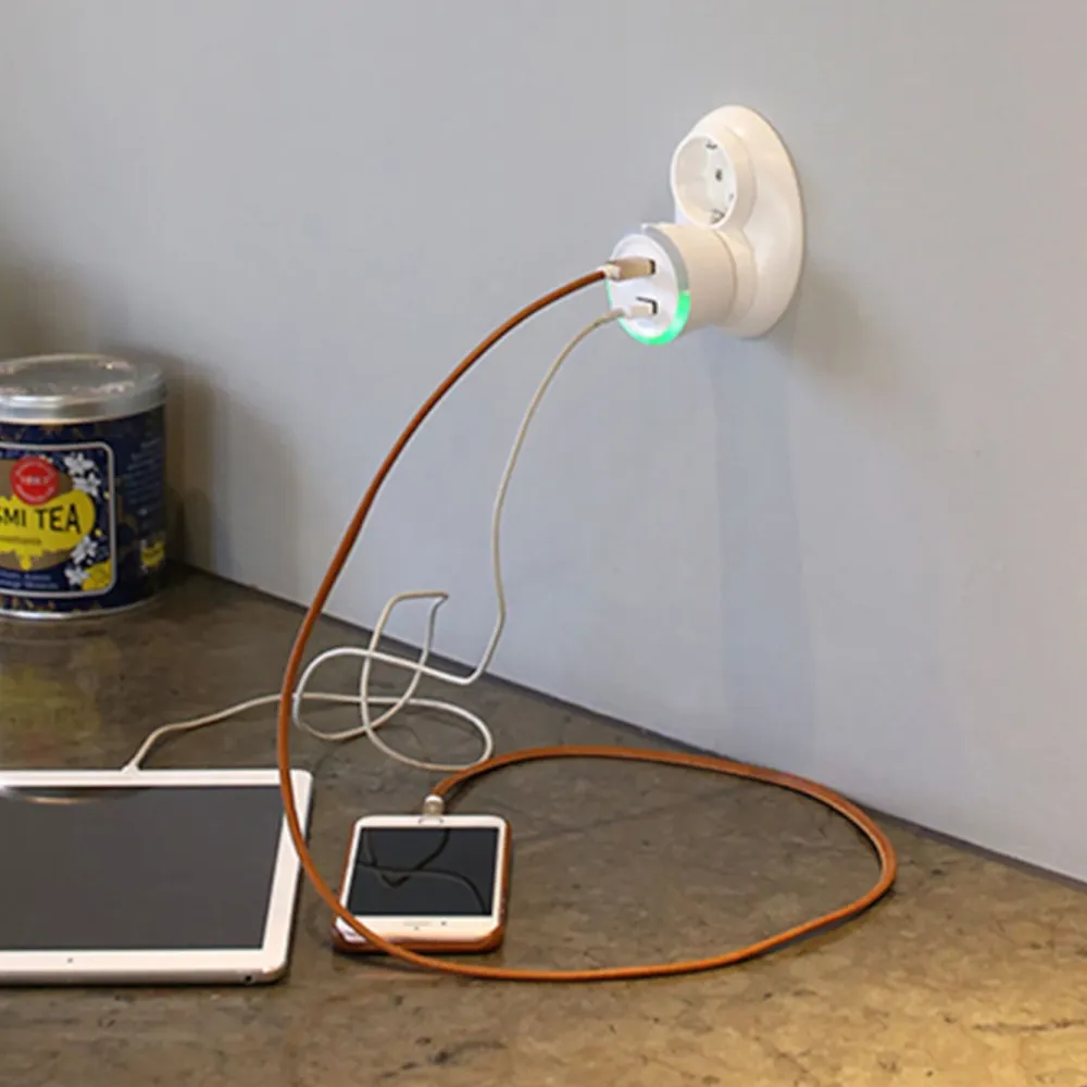 Capidi Sterkstrøm|USB-sikkerhetstimer med to porter - 3,4 A Hvit