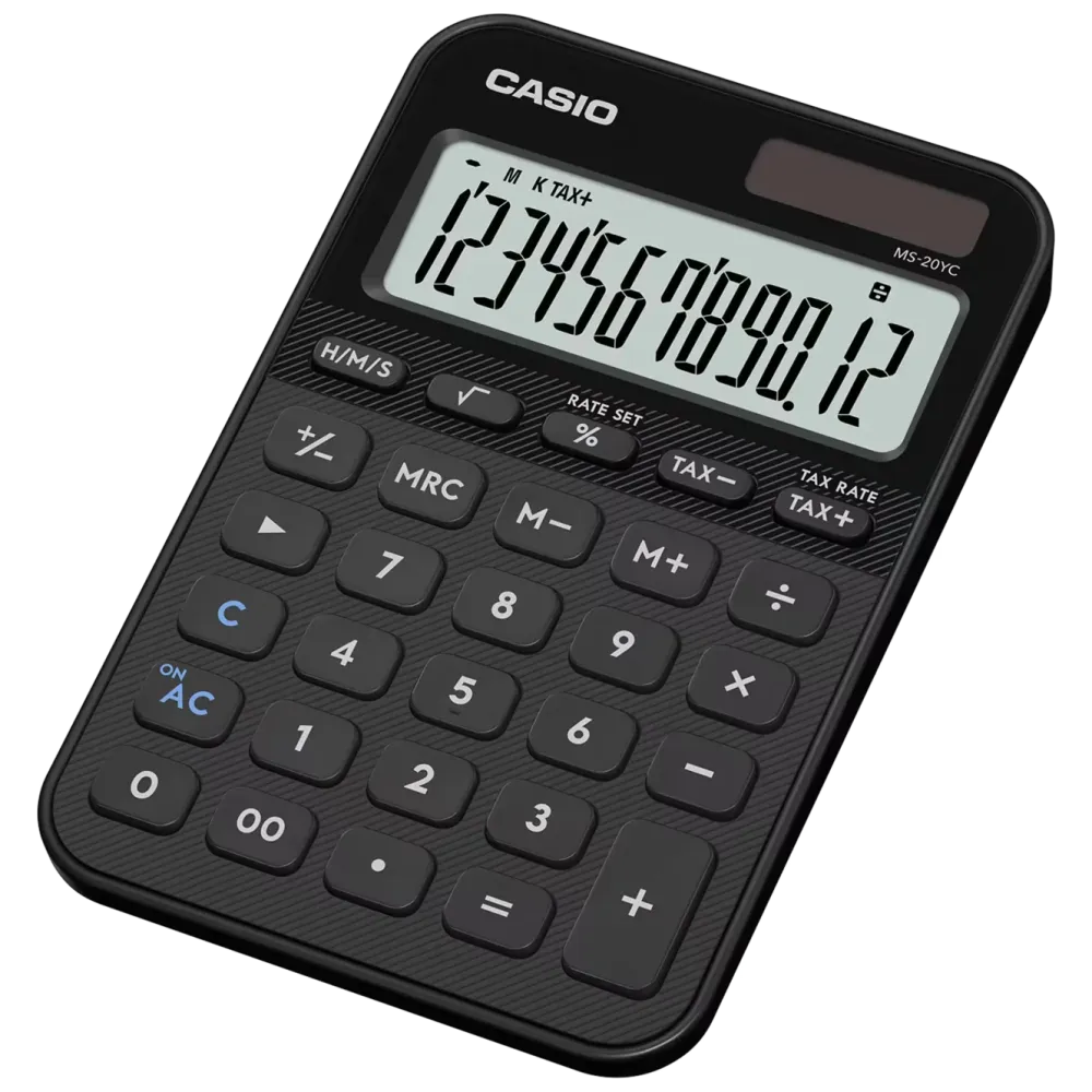 Casio Hjemmekontor|Kalkulator|MS-20YC bordskalkulator med 12 sifre Svart