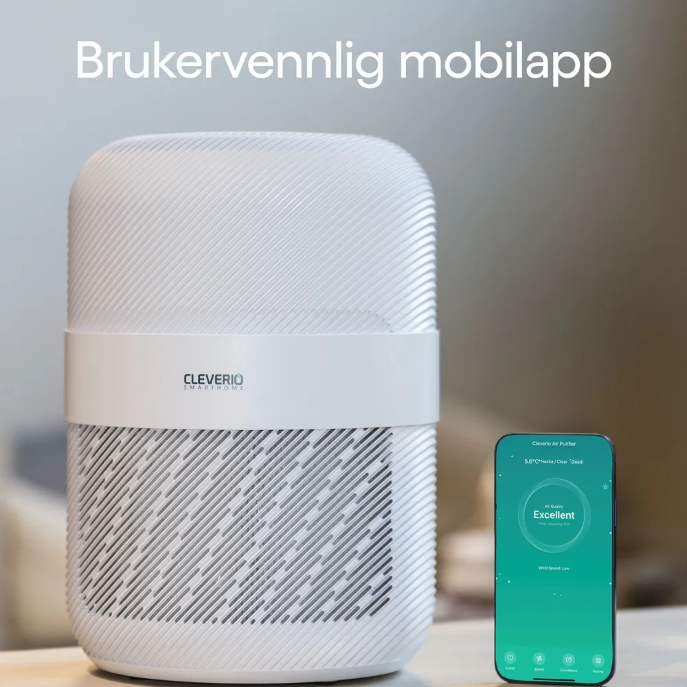 Cleverio Inneklima|Air Purifier Appstyrt luftrenser