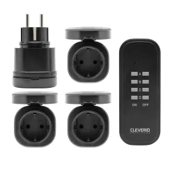 Cleverio Fjernstrømbryter|Startpakke|Mini-fjernstrømbryter for utendørsbruk 3000 W 4-pk.