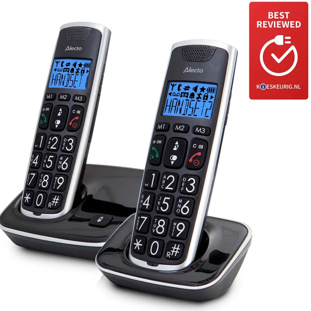 Kjell Fasttelefoni|DECT-telefon Alecto FX-6020 (2 hodetelefoner + basestasjon)