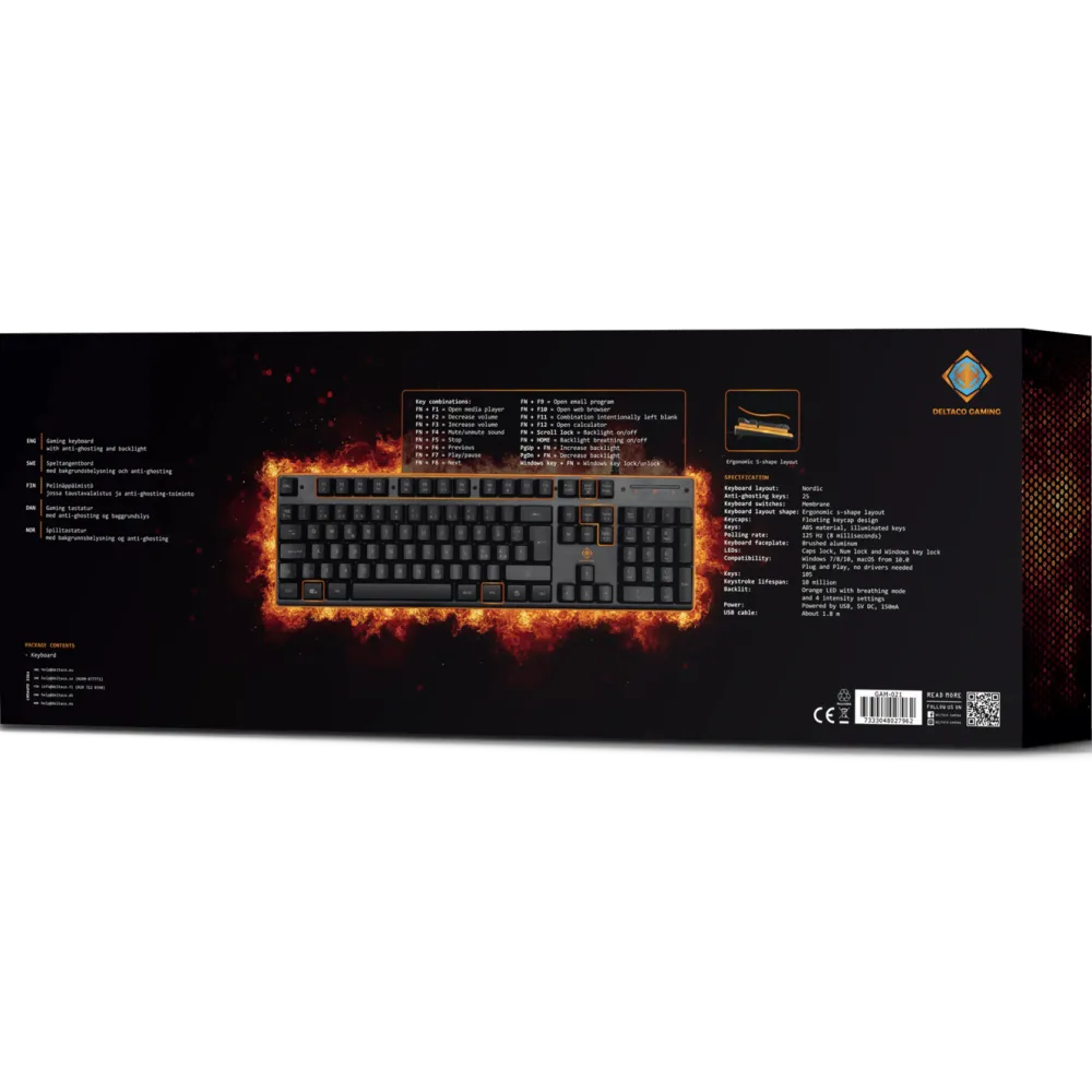 Deltaco Tastatur|Gaming Tastatur|DK210 Gamingtastatur