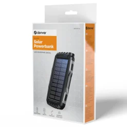 Denver Powerbank|Mobiltelefonladere|Powerbank med solcelle og lommelykt 20 000 mAh