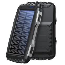 Denver Powerbank|Mobiltelefonladere|Powerbank med solcelle og lommelykt 20 000 mAh
