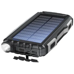 Denver Powerbank|Mobiltelefonladere|Powerbank med solcelle og lommelykt 20 000 mAh