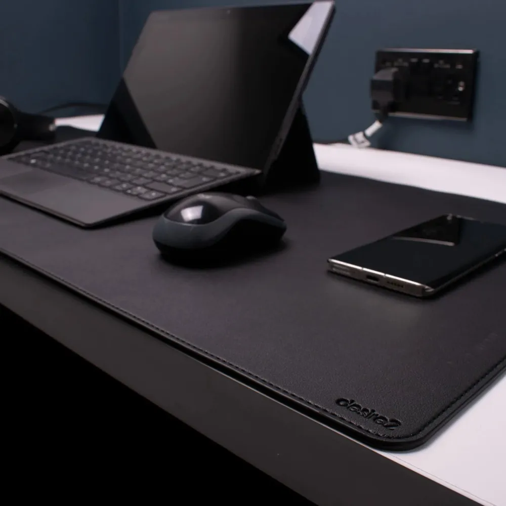 Desire2 Gaming Mus|Datamus|Skrivebordsmatte i vegansk skinn 900×400 mm Grå, 90×45 cm