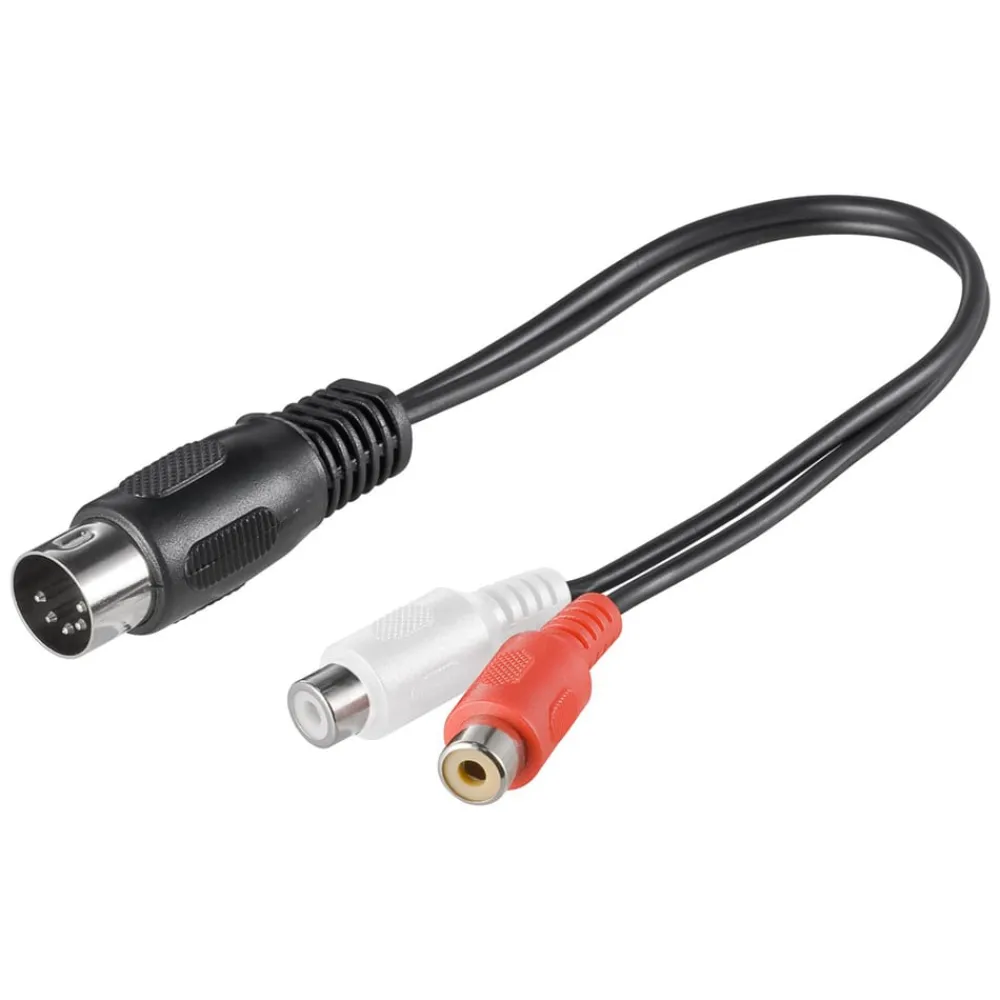 Kjell Lyd- & Videokabler|DIN-adapter 5-polet hann til 2x RCA-hanner 20 cm