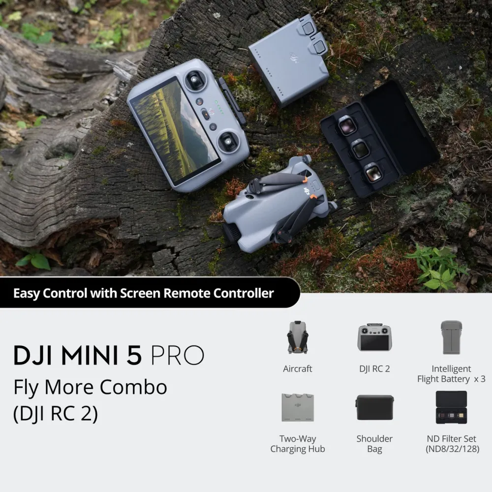 DJI Fritid|Droner|Mini 5 Pro Fly More Combo – med 50 MP 1" sensor