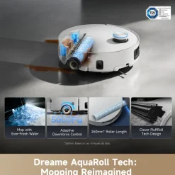 Dreame Rengjøring|Robotstøvsuger|Aqua10 Ultra Roller Robotstøvsuger med basestasjon