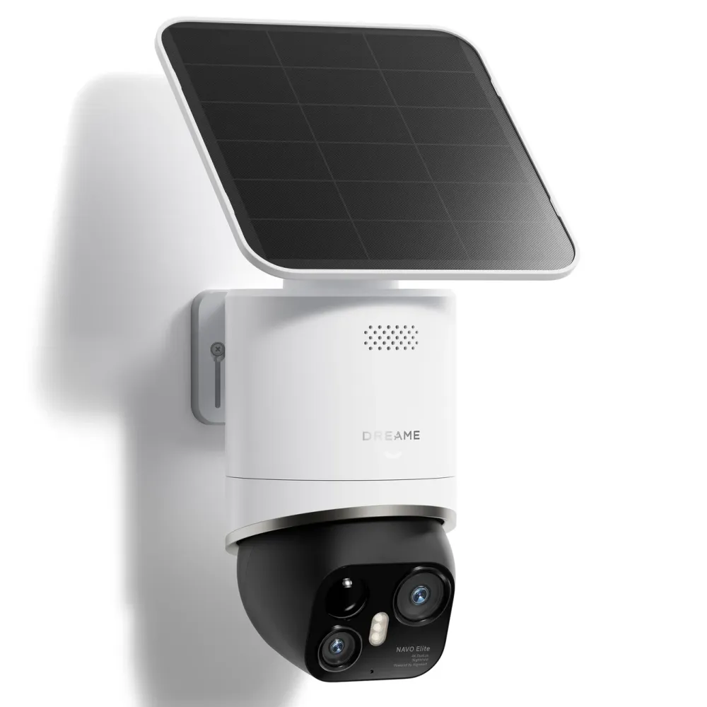 Dreame Kameraovervåking|NAVO Elite 1 OutCam utendørskamera med doble linser Hvit
