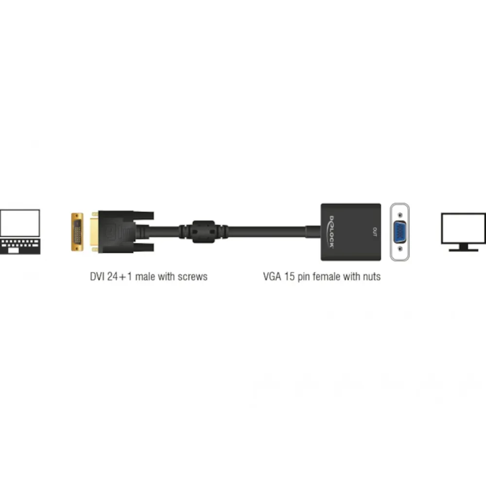 Kjell Kabler Til Datamaskin|Kabler Og Adaptere|DVI-D til VGA-adapter
