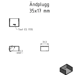 Kjell Kabelhåndtering|Elektrisk Installasjon|Endestykke for kabelkanal 35x17 mm
