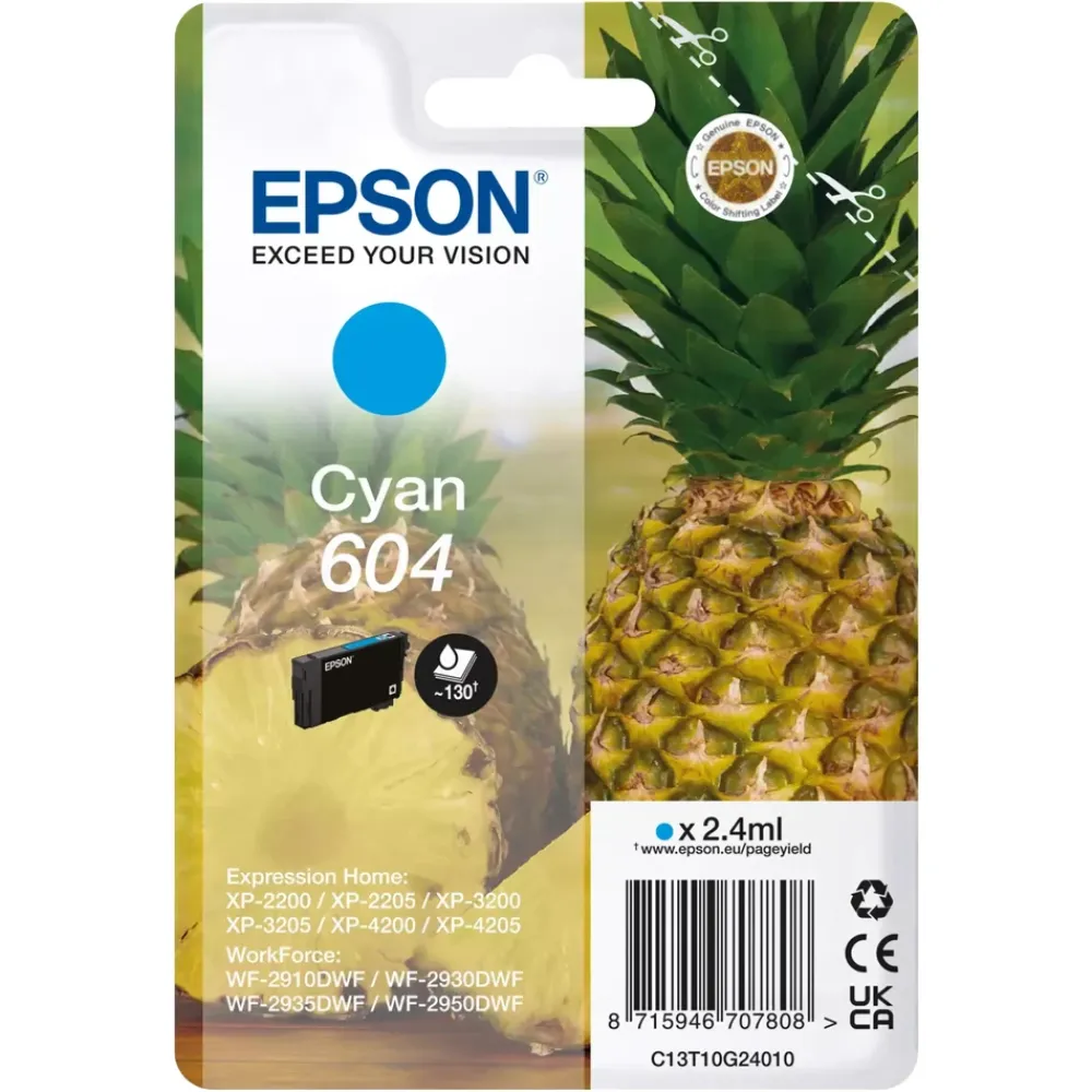 Epson Skrivere Og Tilbehør|604 blekkpatron cyan (Ananas)