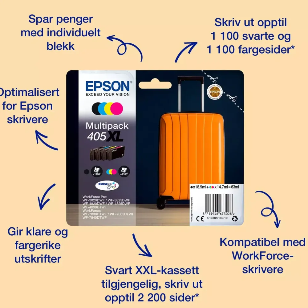 Epson Skrivere Og Tilbehør|405 DURABrite Ultra blekkpatroner multipack Standard