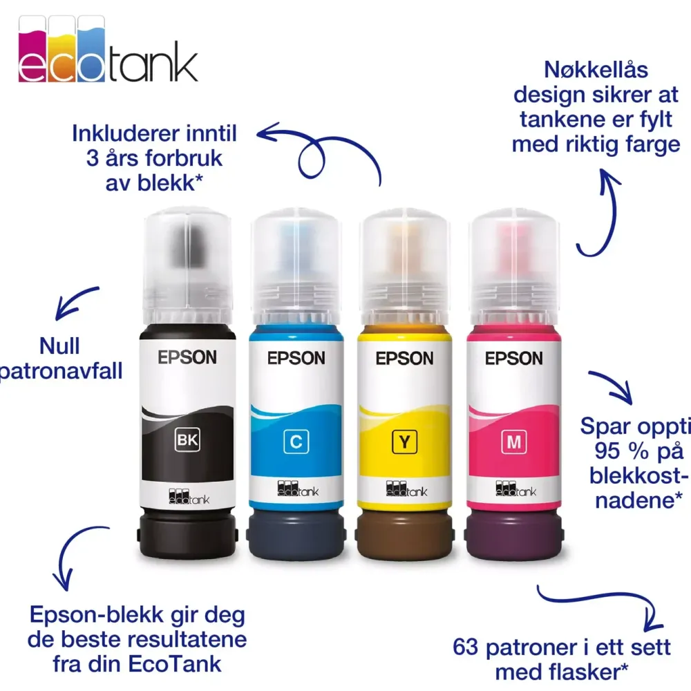 Epson Skrivere Og Tilbehør|104 EcoTank blekkflaske 65 ml Svart